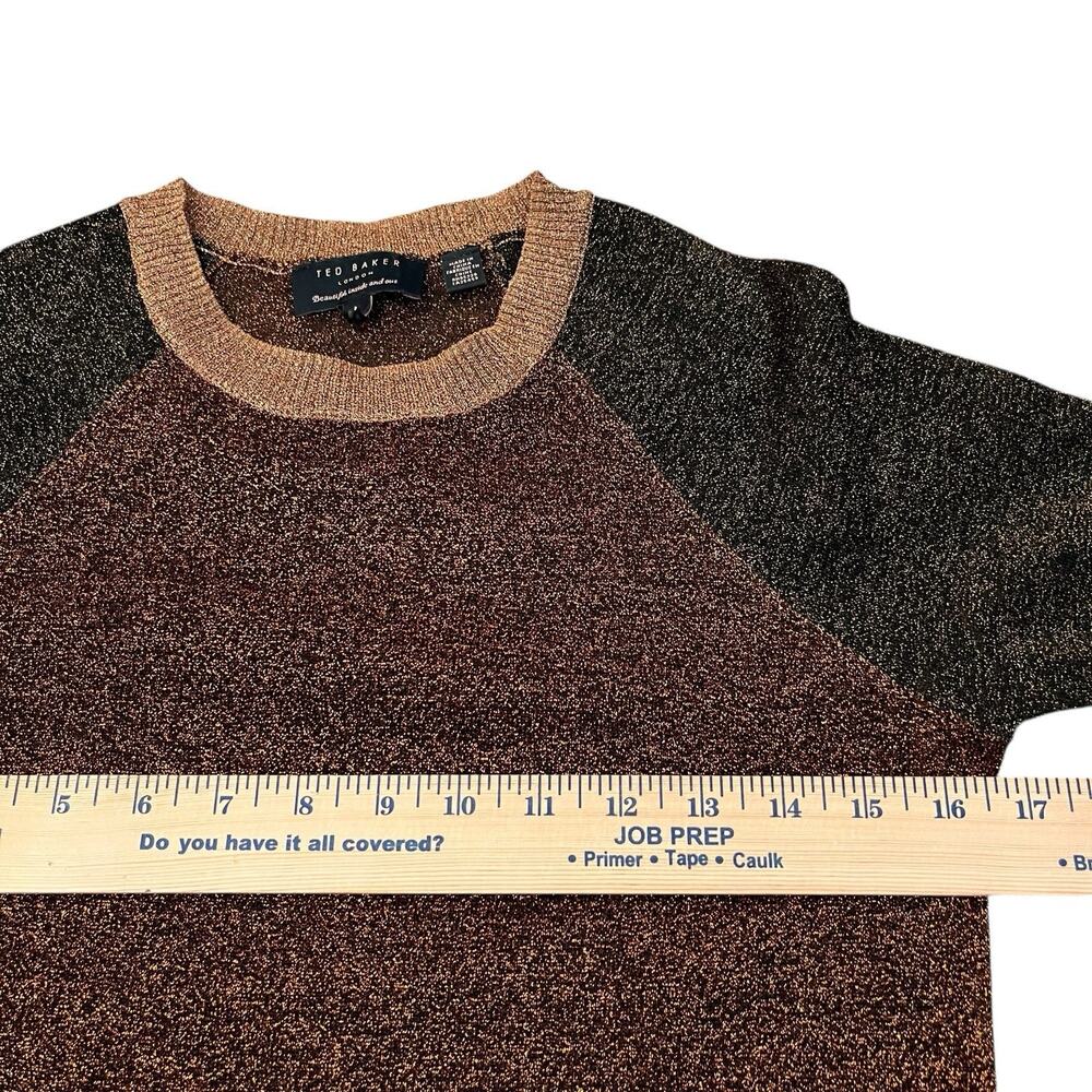 Ted Baker Colorblock Metallic Sweater Ted Size 1/Small/4 Lightweight Sparkly - Picture 8 of 9
